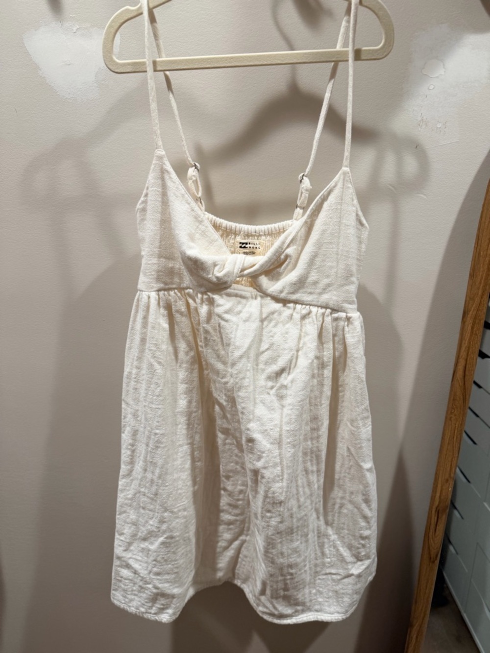Billabong Cream Knot-Front Spaghetti Strap Sundress
